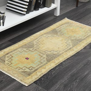 1&#39;3x3&#39;1 ft, ORANGE MINI RUNNER, Turkish Rug, Kitchen Rug, Hallway Rug, 1x3 Small Rug, Washable Rug, Handmade Rug, Antique Rug, Wool Runner