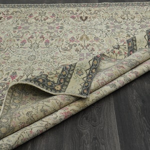 5.4x6.8 ft, FLORAL HANDMADE RUG, Bohemian Area Rug, Living Room Bedroom Rug, Organic Wool Rug, Boho Home Decor, Turkish Rug 5x7, Washable