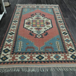 5&#39;4x8&#39;2 ft, COLORFUL TURKISH RUG, Area Rug, Vintage Rug, Home Decor, Living Room Rug, 5x8 Area Rug, Handmade Rug, Antique Decor, Washable