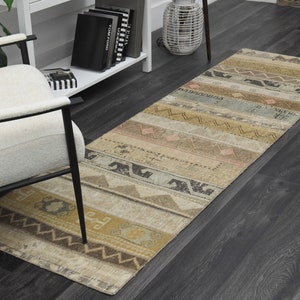 2&#39;3x7&#39;7 ft Vintage Oushak Runner, Flatweave Decor, Turkish Runner, Handwoven Runner, Patchwork Runner, Hallway Runner, Wool Runner, Carpet