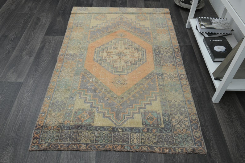 3'6x5'7 ft, VINTAGE TÜRKISCHER TEPPICH, Minimalistischer Teppich, Teppich, Flur Teppich, Dekor Teppich, Designerteppich Bild 2