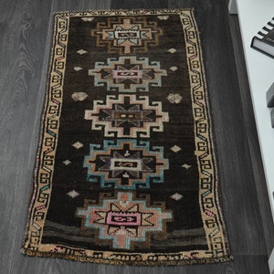1.6x3 ft, VINTAGE TURKISH RUG, Door Mat, Farmhouse Rug, Entry Kitchen Rug,Bath Mat, Handmade Wool Turkish Rug 2x3, Home Decor, Rustic Decor