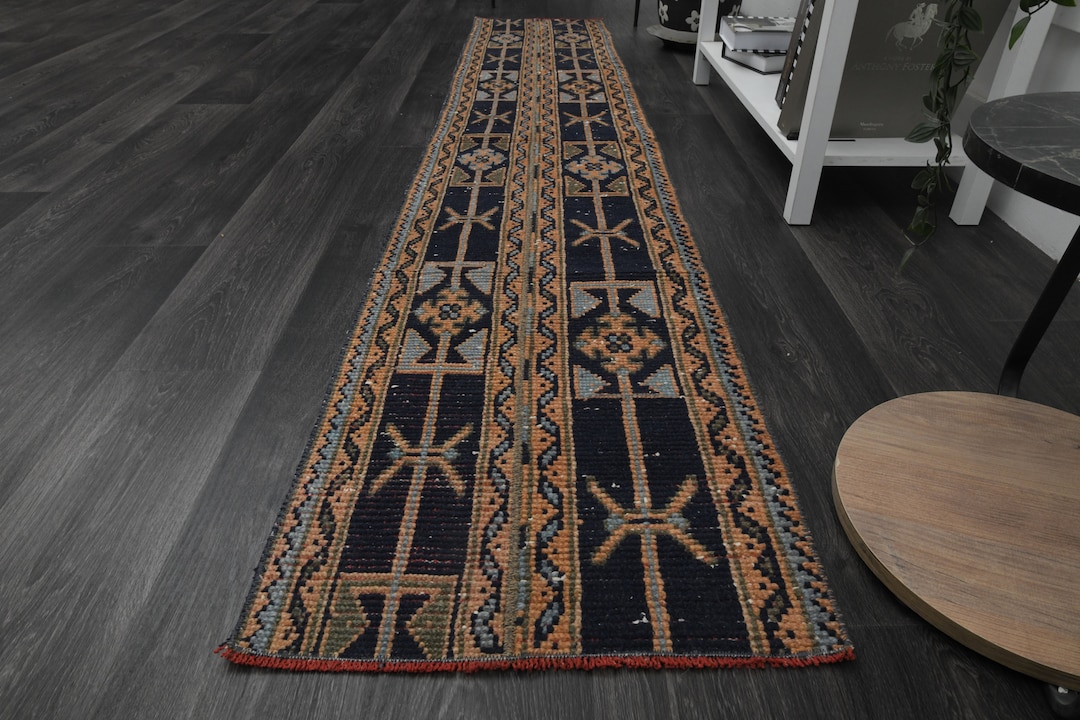 1'7x9'1 Ft, MINIMALIST, Patchwork Runner Rug, Vintage Turkish Rug ...