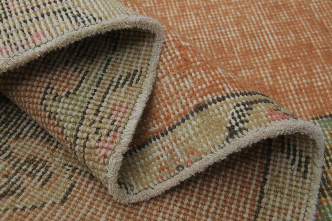 3'3x11'3 Ft, TURKISH RUNNER RUG, Entry Runner, Wool Carpet, Orange ...