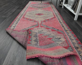 3'2x10'8 ft, TURKISH RUNNER RUG, Runner Rug, Vintage Runner, Tribal Runner, Kitchen Rug, Hallway Rug, 3x11 Runner Rug, Washable Rug, Stair