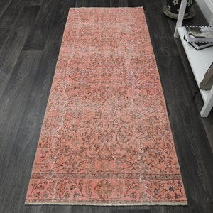 2.7x7 ft, PINK TURKISH RUG, Vintage Runner Rug, Oushak Runner Rug, Hand-Knotted Rug, Kitchen Runner Rug, Minimalist Decor, Hallway Runner