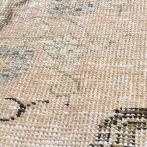 Tappeto anatolico vintage, 9,2 x 12 piedi, in lana turca annodata a mano, con motivo floreale boho nei toni del marrone e beige tenue, tappeto 9x12, ideale per soggiorno in stile rustico. immagine 9