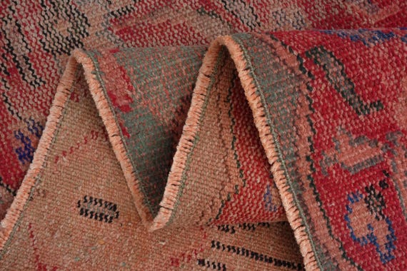 5.8x9.1 ft, TURKISH VINTAGE RUG, Oushak Handmade Rug, Wool Antique Decor, Living Room Rug, 6x9 Area Rug, Home Decor, Red Green Rug, Star