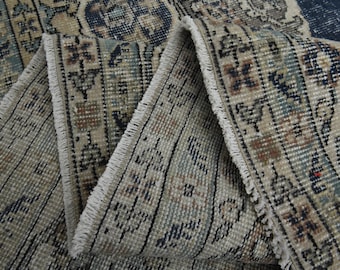 7'2x10'3 ft, BLUE ORIENTAL RUG. Oriental Area Rug, Wool Handmade Rug, Turkish Rug Vintage Rug, Oushak, 7x10 Area Rug, Antique Rug, Washable