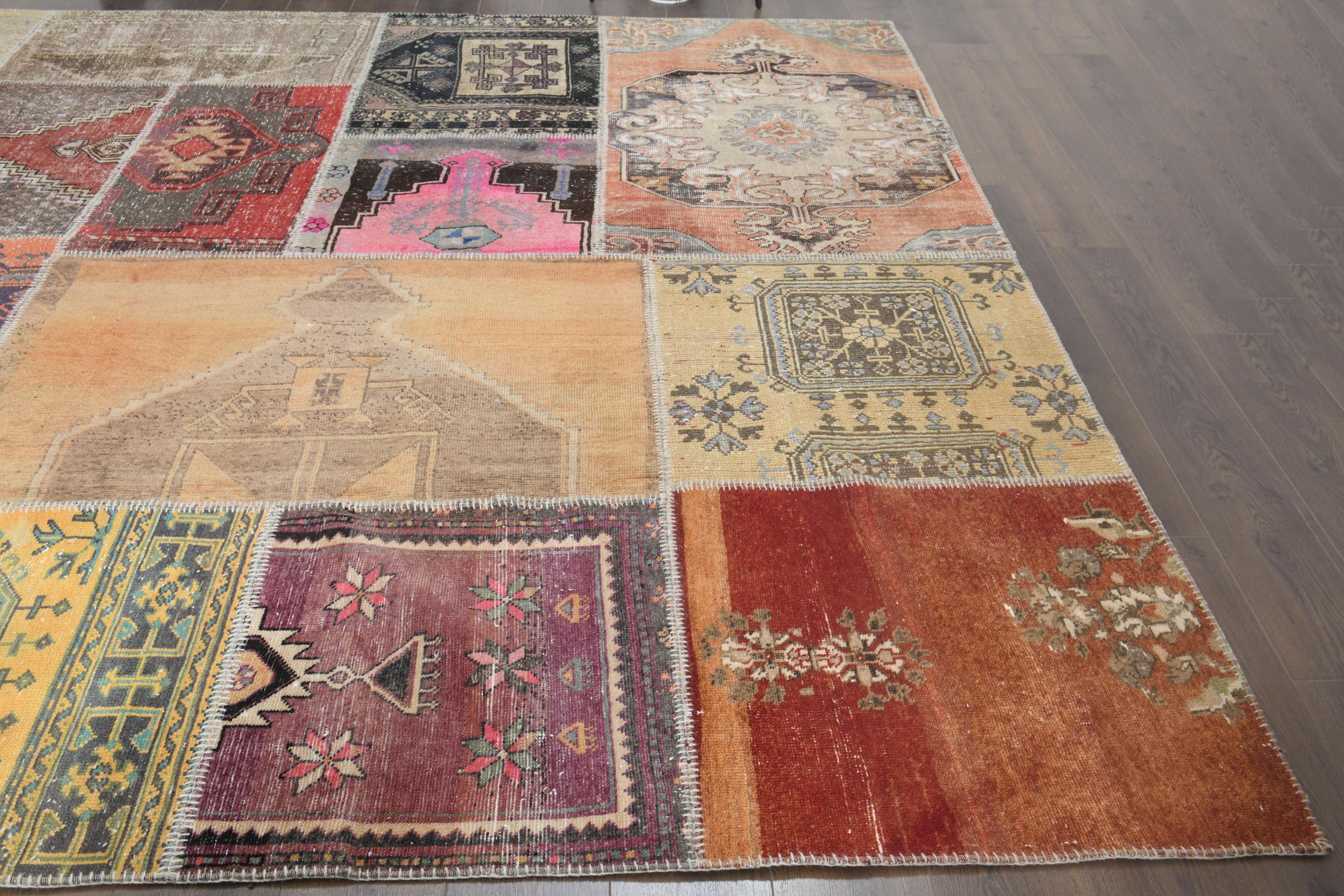 9'2x12'4 Ft, VINTAGE PATCHWORK RUG, Turkish Rug, Oushak Wool Rug