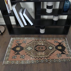 1'8x3'4 ft, ORANGE SMALL RUG, Turkish Rug, Vintage Rug, Oushak Rug, Mini Decor, Bathroom Rug, Doormat, Farmhouse Decor, 2x3 Square Rug, Star
