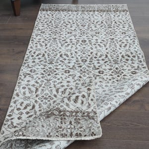 70x160cm, KLEINER RUNDER TEPPICH, Handgewebter Teppich, Handgewebter Teppich, Handgewebter Teppich, Türkischer Teppich, Vintage Teppich, Oushak Wollteppich, Beige