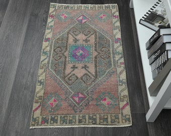 1'8x3'3 ft, VINTAGE SMALL RUG, Turkish Rug, Mini Rug, Bathroom Rug, Small Carpet, Door Mat, Turkish Bath Mat, Handwoven Rug, Wholesale Rug