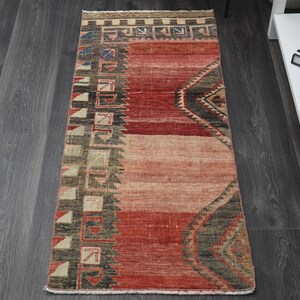 1&#39;8x4&#39;2 ft, PINK BROWN DECOR, Turkish Small Rug, Vintage Rug, Handmade Rug, Small Rug, Boho Decor, Oushak Rug, %100 Wool Rug, Entryway Rug