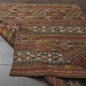 2&#39;8x3.9 ft, ORANGE SMALL RUG, Eclectic, Vintage Turkish Rug, Oushak Rug, Bathroom Rug, Decor Area Rug, Kitchen Rug, Star Rug, Washable Rug