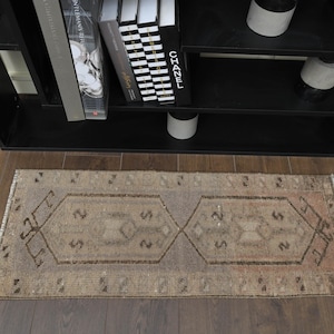 1&#39;3x3&#39;4 ft, ORANGE SMALL RUG, Farmhouse Decor, Turkish Small Rug, 1x3 Bath Mat, Vintage Oushak Rug, Wool Rug, Home Decor, Door Rug, Mini Rug