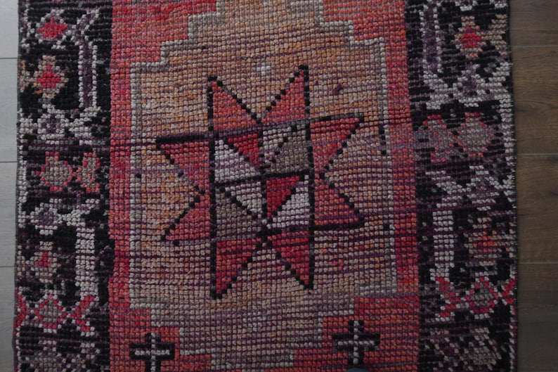 2'9x10'7 Ft, PINK HALLWAY RUG, Turkish Runner Rug, Hallway Rug, Kitchen