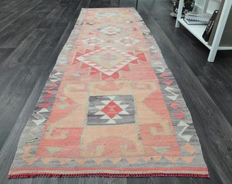 2'9x12'6 ft、オレンジブラウン、ウシャックランナー、トルコ製