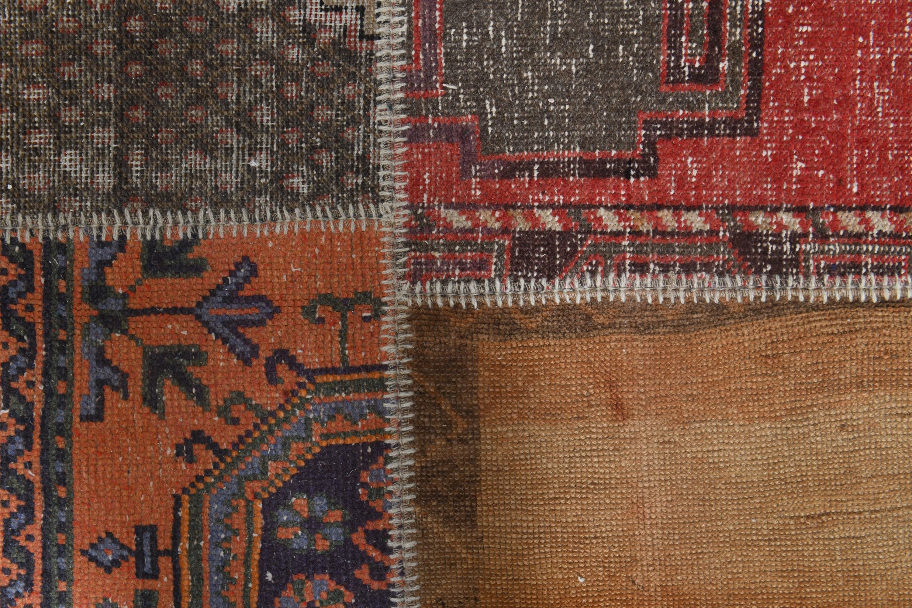 ラグ・カーペット Vintage Dead Stock Fabric Patchwork Rug 9'2x12'4 Ft, VINTAGE PATCHWORK RUG, Turkish Rug, Oushak Wool Rug