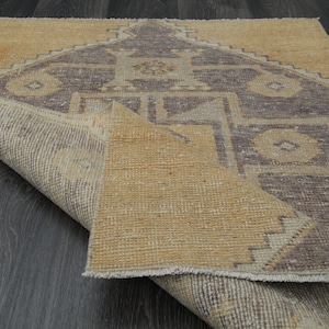 3x4.1 ft, TURKISH VINTAGE RUG, Oushak Bohemian Rug, Wool Small Entryway Rug, Orange Brown Front Mat, Bath Mat, Mini Rug, Home Decor, 3x4 Mat