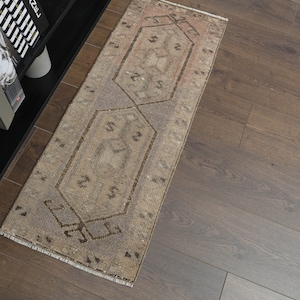 1&#39;3x3&#39;4 ft, ORANGE BROWN RUG, Small Turkish Rug, Kitchen Rug, Vintage Wool Rug, 1x3 Small Rug, Washable Rug, Entryway, Antique Rug, Handmade