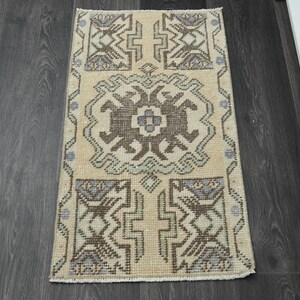 1.4x2.8 ft TURKISH SMALL RUG, Handmade Vintage Rug, Home Decor, Distressed Orange Turkish Door mat Rug, Tiny Rug, Kitchen Throw Rug, 1x3 Rug