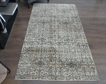 3&#39;7x6&#39;9 ft, SMALL TURKISH RUG, Vintage Turkish Rug, Wool Decor Rug, Gifts, Vintage Oushak Rug, Small Runner, Beige Green Runner, 4x7 Rug