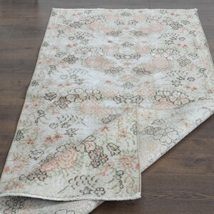 70x150 cm, TÜRKISCHER BLUMENläufer, Vintage Teppich, Oushak Teppich, Beige Orange Brauner Wollteppich, Küchenläufer