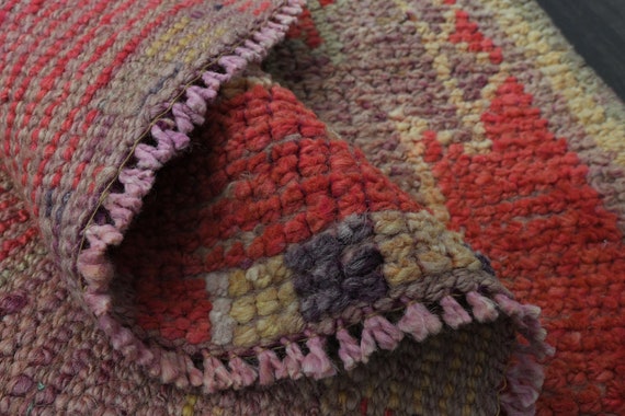 2'6x9'9フィート、コーラルオレンジピンク、トルコ製ヴィンテージ