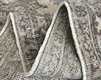 Alfombra oriental vintage de 1,70 x 2,70 m, color beige y marrón, ideal para sala de estar, decoración del hogar, estilo turco, de lana, hecha a mano y tejida a mano.