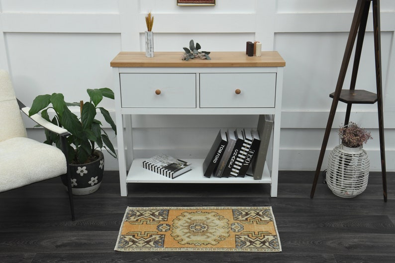 1'5x2'8 Ft, ORANGE SMALL RUG, Bohemian Rug, Minimalist Decor Rug, Wool