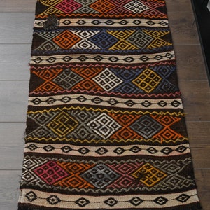 2'1x3'5 ft, COLORFUL MINI RUG, Minimalist Rug, Kilim Door mat, Vintage Turkish Rug, Small Bath Mat, Oushak Rug, Wool Rug, Turkish Rug 2x4