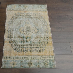 2&#39;4x3&#39;7 ft, BATHROOM DECOR, Vintage Turkish Rug, Orange Rug, Wool Rug, Kitchen Rug, Handmade Oushak Rug, Small Rug, Doormat, Mini Decor, 2x4