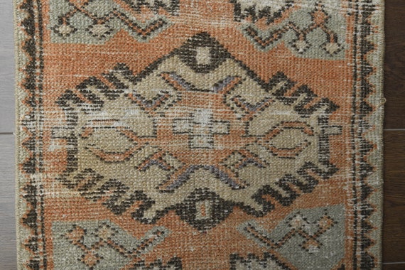 1'6x2'5 Ft, SMALL TURKISH RUG, Vintage Oushak Rug, Mid Century