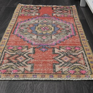 1.5x3 ft, Mini Vintage Rug, Turkish Bathroom Rug, Home Decor, Mini Turkish Door Rug, Boho Decor, Handmade Rug, Wool Rug, Oriental Floor Rug