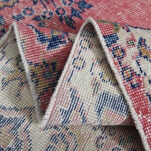 7&#39;1x10&#39;2 ft, PINK ORIENTAL RUG. Persian Style Rug, Wool Handmade Rug, Turkish Rug Vintage Rug, Oushak, 7x10 Area Rug, Antique Rug, Washable