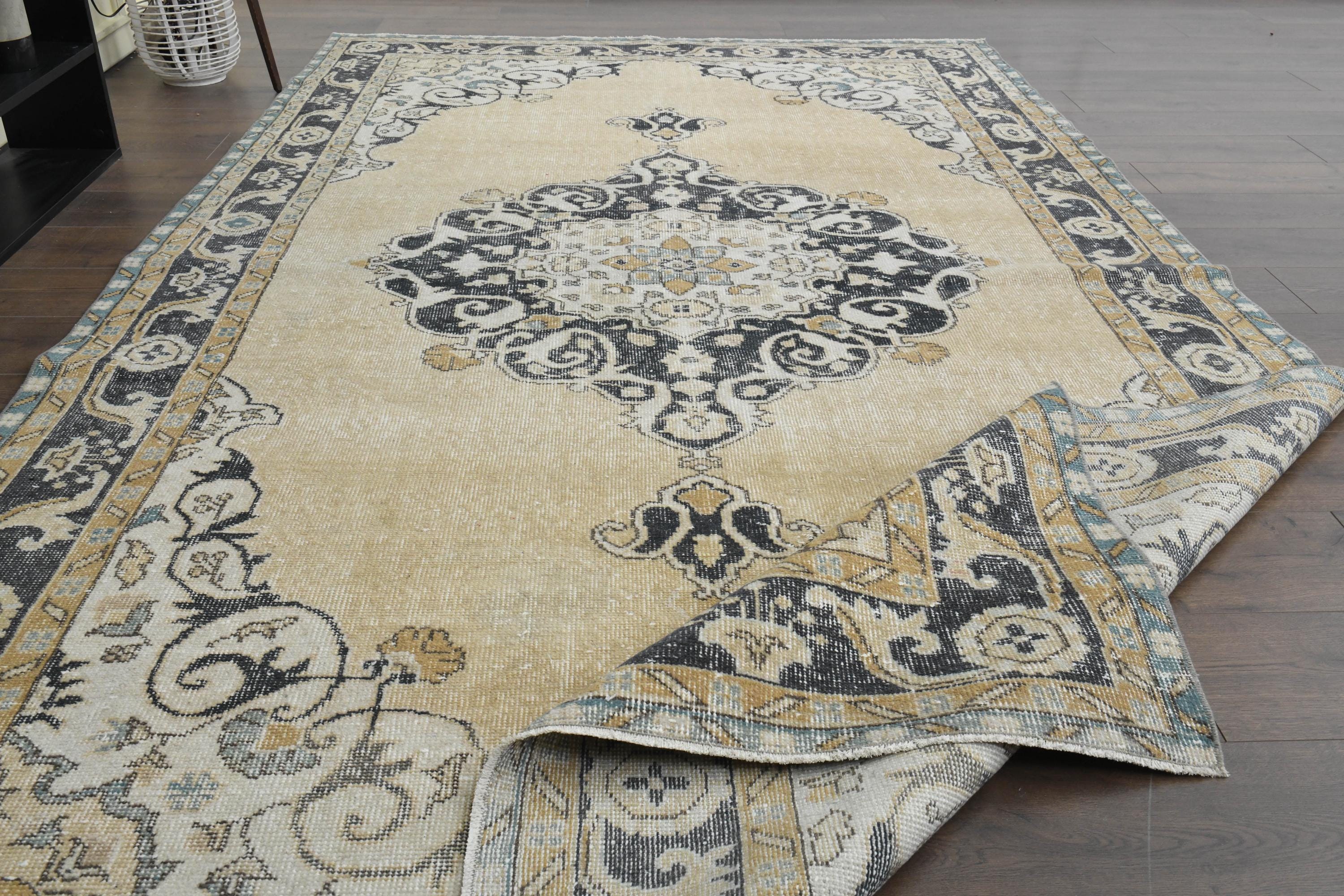 6'3x11 Ft, ANTIQUE LARGE RUG, Vintage Turkish Rug, Oushak Rug