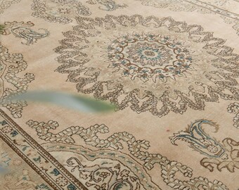 9'5x12'5 ft, PERSIAN DECOR,  Vintage Rug, Floral Boho Rug, 10x13 Area Rug, Living Room Rug, Wool Rug, Large Rug, Luxury Home Decor, Eclectic