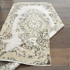 2&#39;7x6&#39;1 ft, BEIGE TURKISH RUNNER, Vintage Rug, Hallway Rug, Kitchen Runner, 3x6 Runner, Washable Rug, Handmade Rug, Antique Rug, Oushak Rug