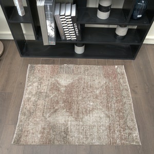 2.5x3.1 ft, TURKISH SMALL RUG,  Oushak Bohemian Handwoven Wool Small Entryway Rug, Front Mat, Bath Mat, Mini Rug, Home Decor, Bathroom Rug