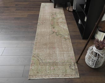 2'9x12'6 ft、オレンジブラウン、ウシャックランナー、トルコ製