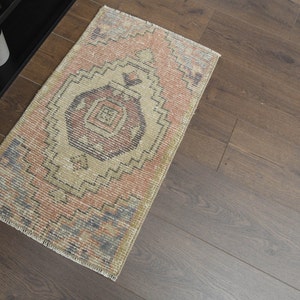 1&#39;4x2&#39;5 ft, SMALL BOHEMIAN RUG, Turkish Rug, Vintage Rug, Oushak Wool Rug, Mini Decor, 1x3 Rug, Washable Rug, Handmade Rug, Star Antique Rug