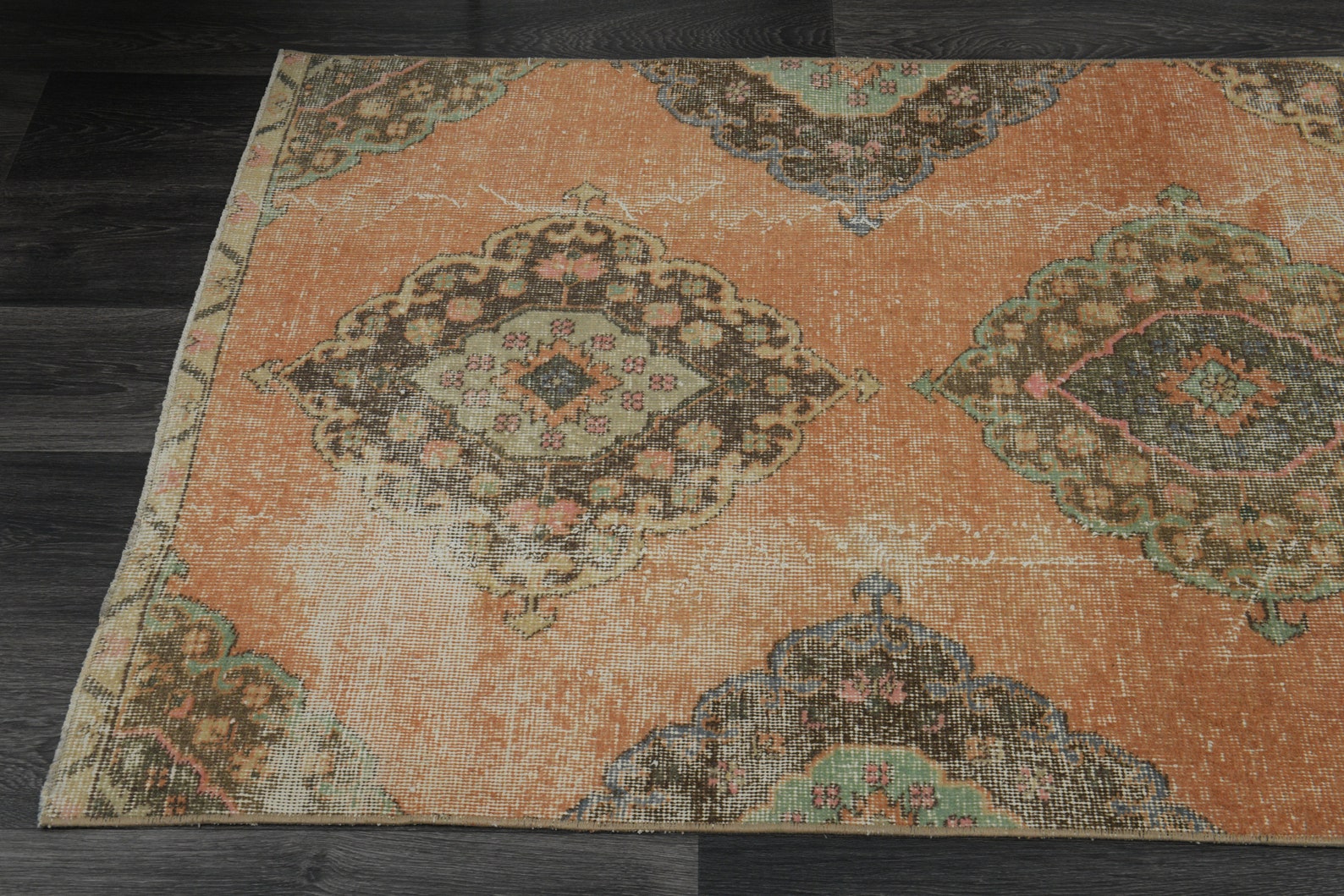 3'3x11'3 Ft, TURKISH RUNNER RUG, Entry Runner, Wool Carpet, Orange ...