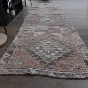 2.7x10.2 ft, PURPLE TURKISH RUG, Vintage Runner Rug, Turkish Rug, Vintage Wool Rug, Handmade Oushak Runner Rug, Entryway Rug, Washable Rug