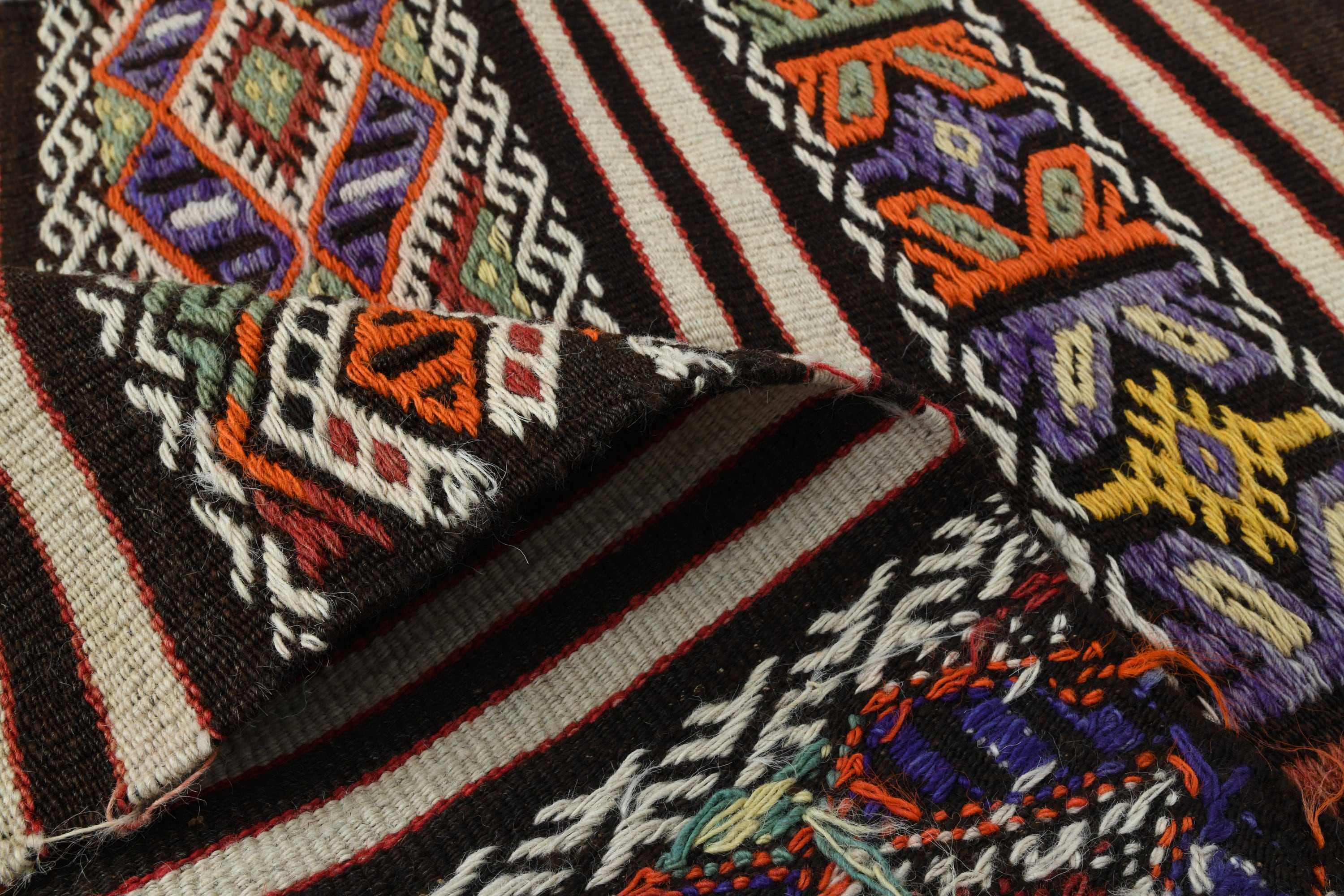 2'1x3'2 Ft Vintage Turkish Rug, 2x3 Rug, Oushak Rug, Striped Rug