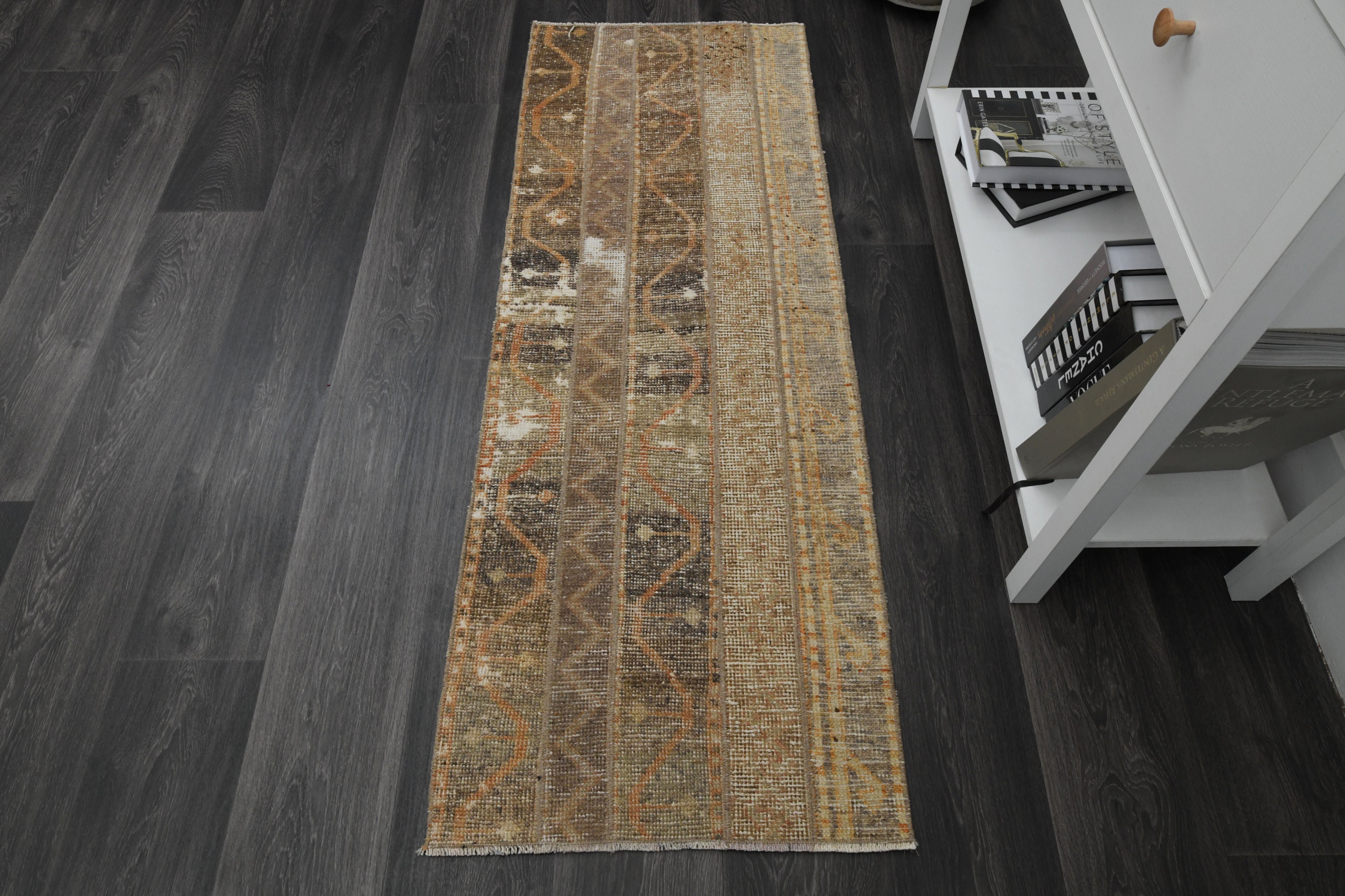 1.9 x 5.3フィート、階段用ランナーラグ、パッチワークランナーラグ