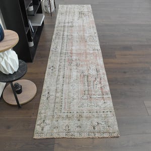 2&#39;6x11&#39;2 ft, FADED PINK RUNNER, Turkish Runner, Vintage Runner, Oushak Runner, Wool Handmade Rug, 3x11 Runner, Kitchen Rug, Stair Runner Rug