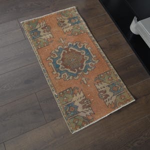 1.4x2.6 ft Vintage Tiny Rug, Turkish Rug, Wool Rug, Farmhouse Decor, Home Decor, Oushak Rug, Handmade Rug, Throw Rug, Thanksgiving Gifts