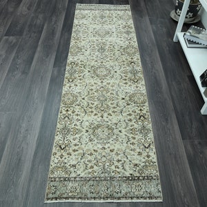 2.2x7&#39;7 ft, BEIGE BROWN DECOR, Runner Rug, Kitchen, Hallway Rug, Vintage Runner, Handwoven Rug, 2x8 Small Runner, Turkish Oushak Runner Rug