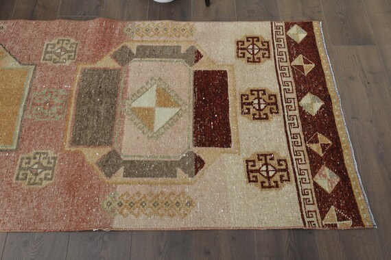 2'9x12'6 ft、オレンジブラウン、ウシャックランナー、トルコ製